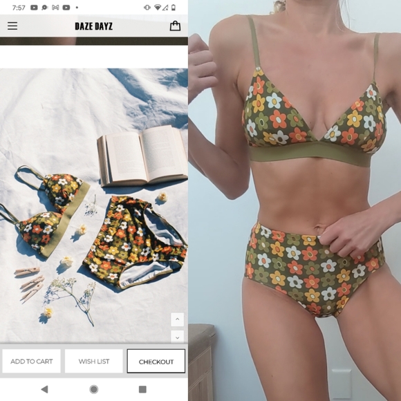 Nwt Daze Dayz mod daisy flower power set lounge to beach xs - Picture 2 of 9